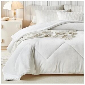 White Milk Velvet Comforter Wavy Quilted Plush Soft Warm Bedding OEKO-TEX New
